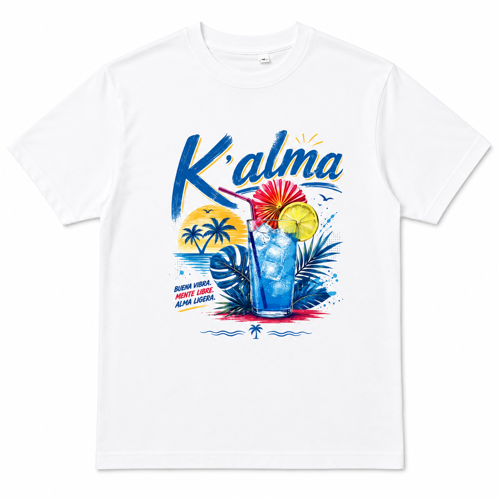 CAMISETA OVERSIZE K'ALMA BLUE TIDE BLANCA