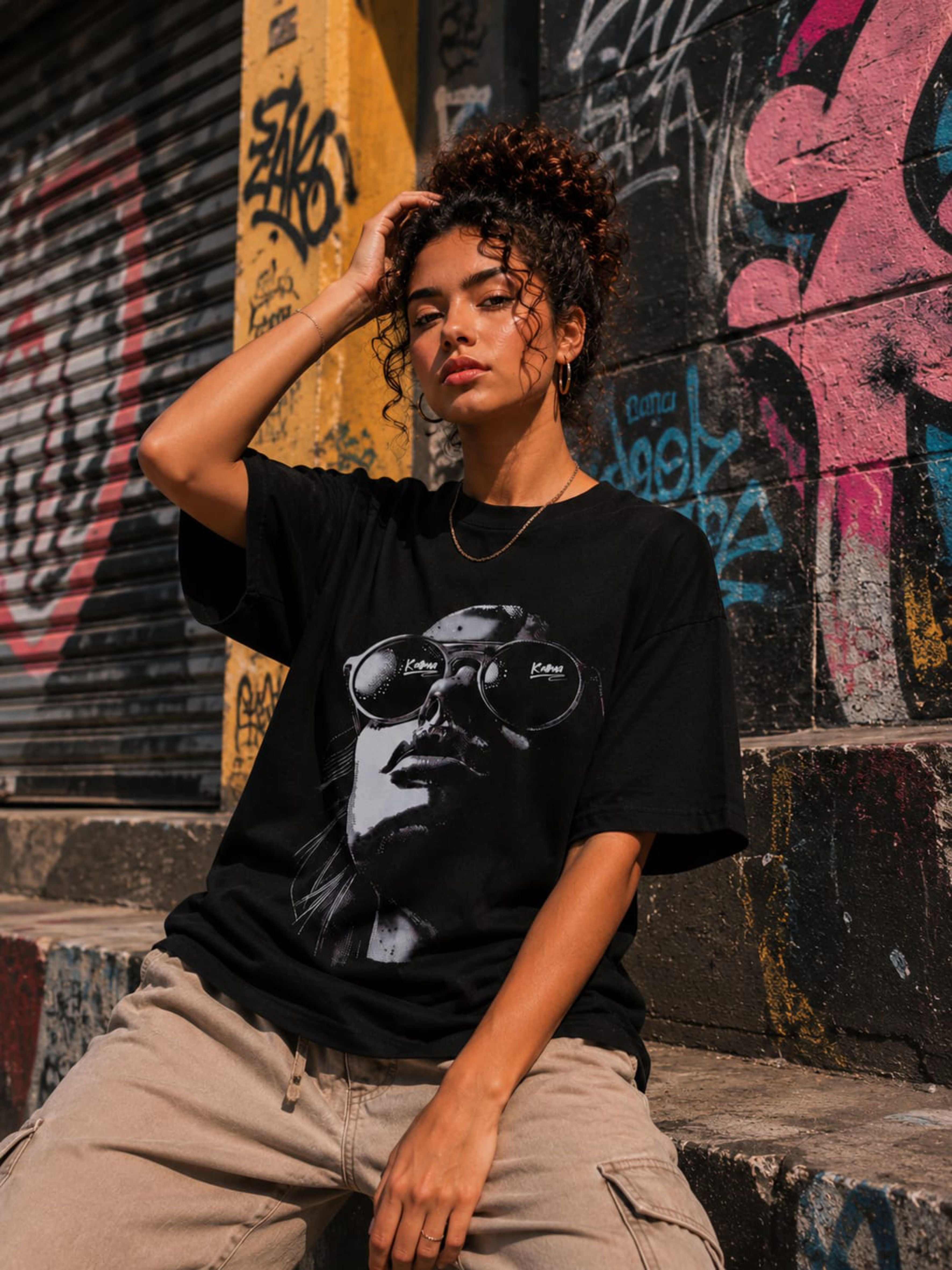 CAMISETA OVERSIZE GOLDEN HOUR NEGRA