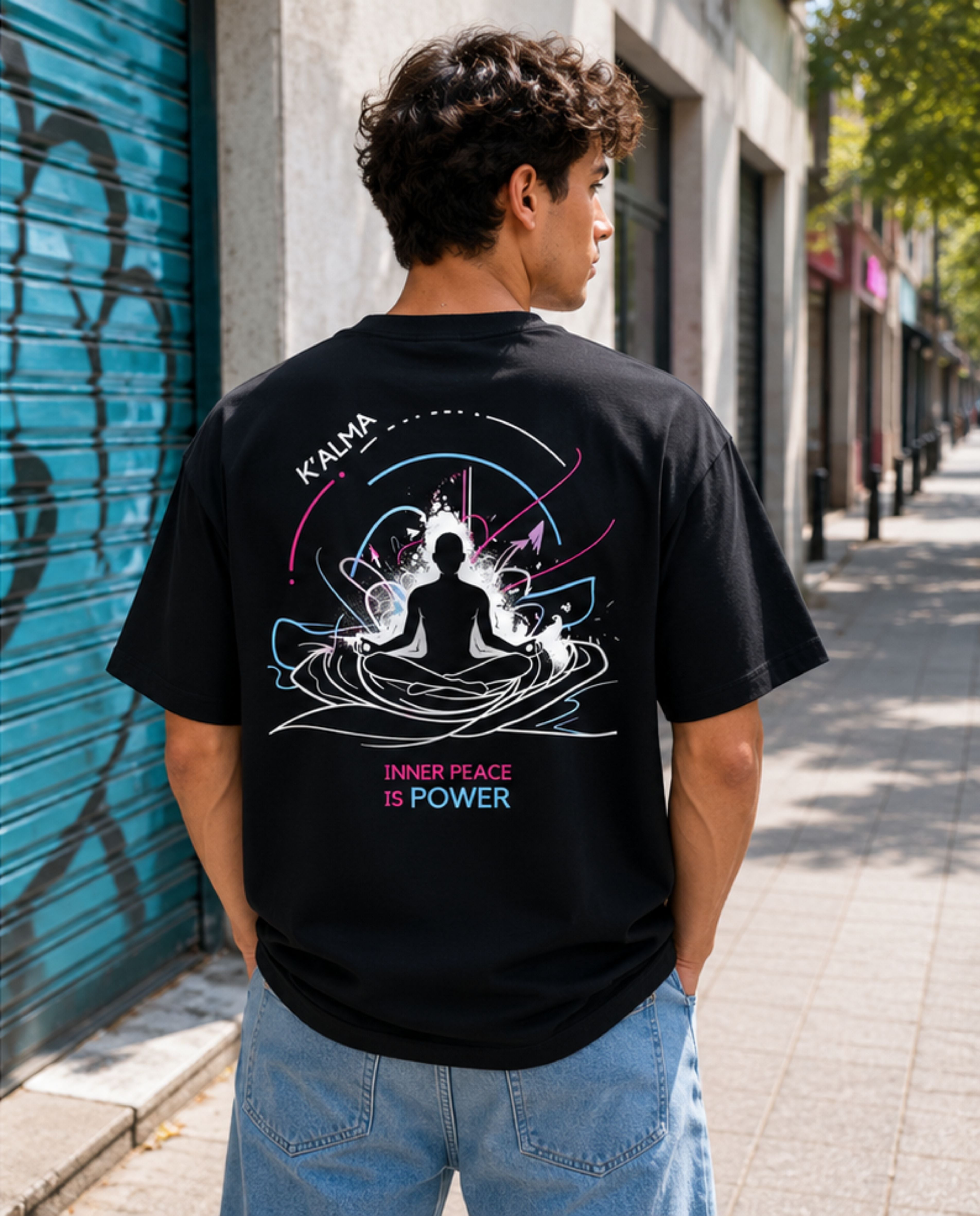 CAMISETA OVERSIZE INNER PEACE IS POWER NEGRA