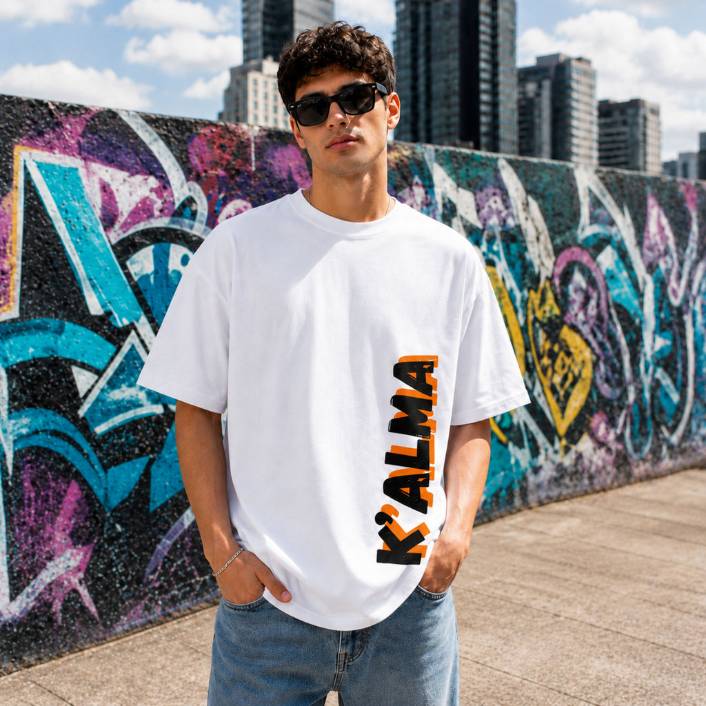 CAMISETA OVERSIZE K'ALMA FREQUENCY BLANCA