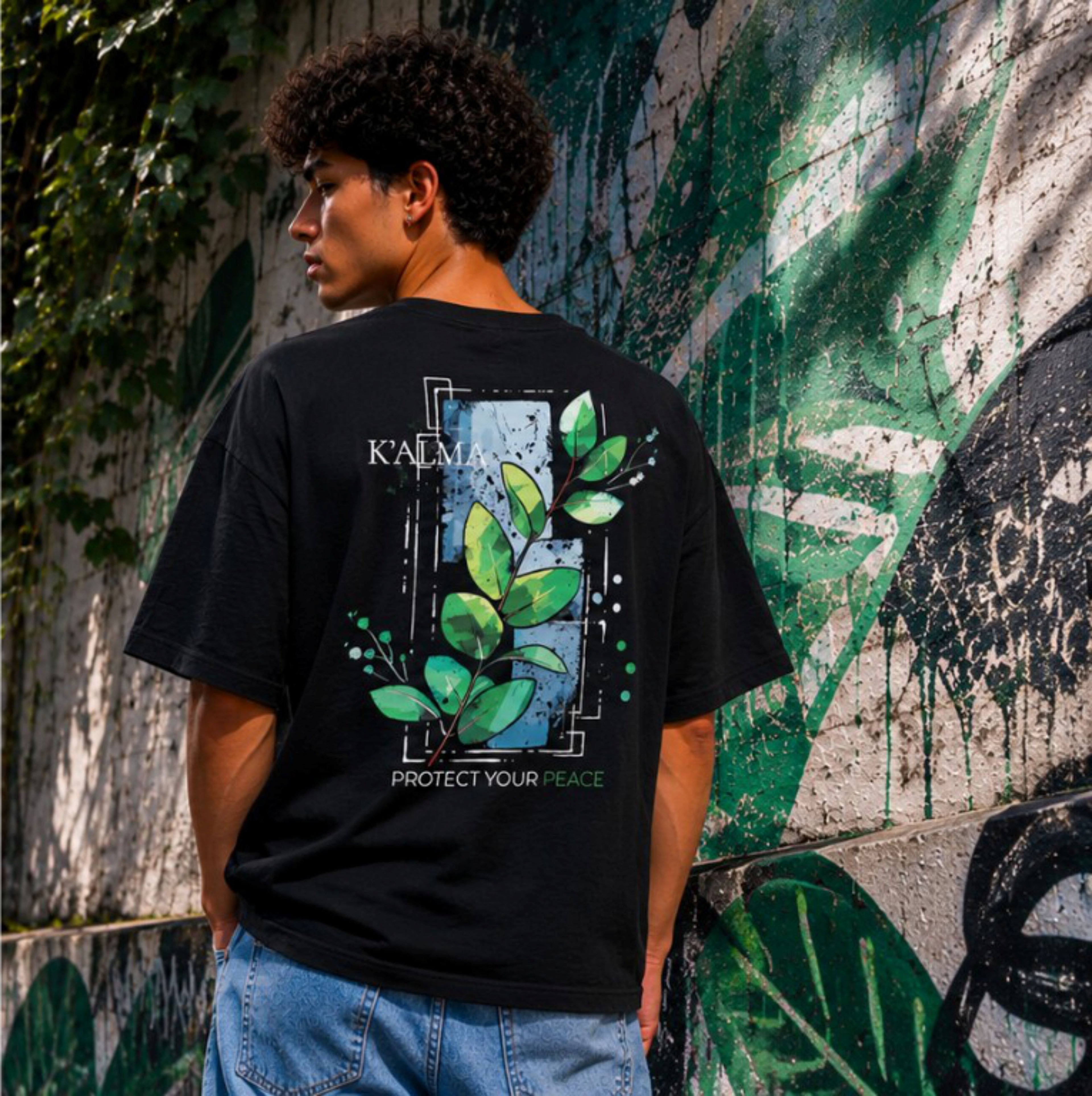 CAMISETA OVERSIZE PROTECT YOUR PEACE NEGRA