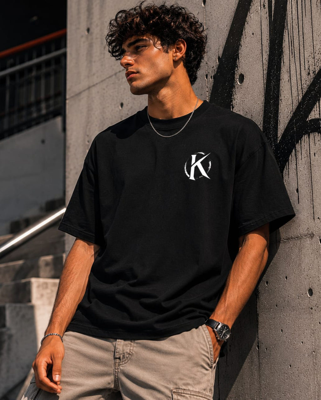 CAMISETA OVERSIZE MONOGRAM NEGRA