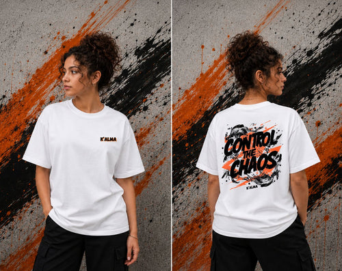 CAMISETA OVERSIZE CONTROL THE CHAOS BLANCA