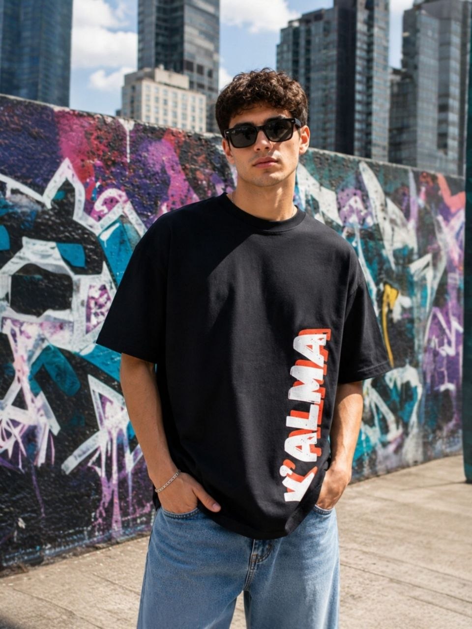 CAMISETA OVERSIZE K'ALMA FREQUENCY NEGRA